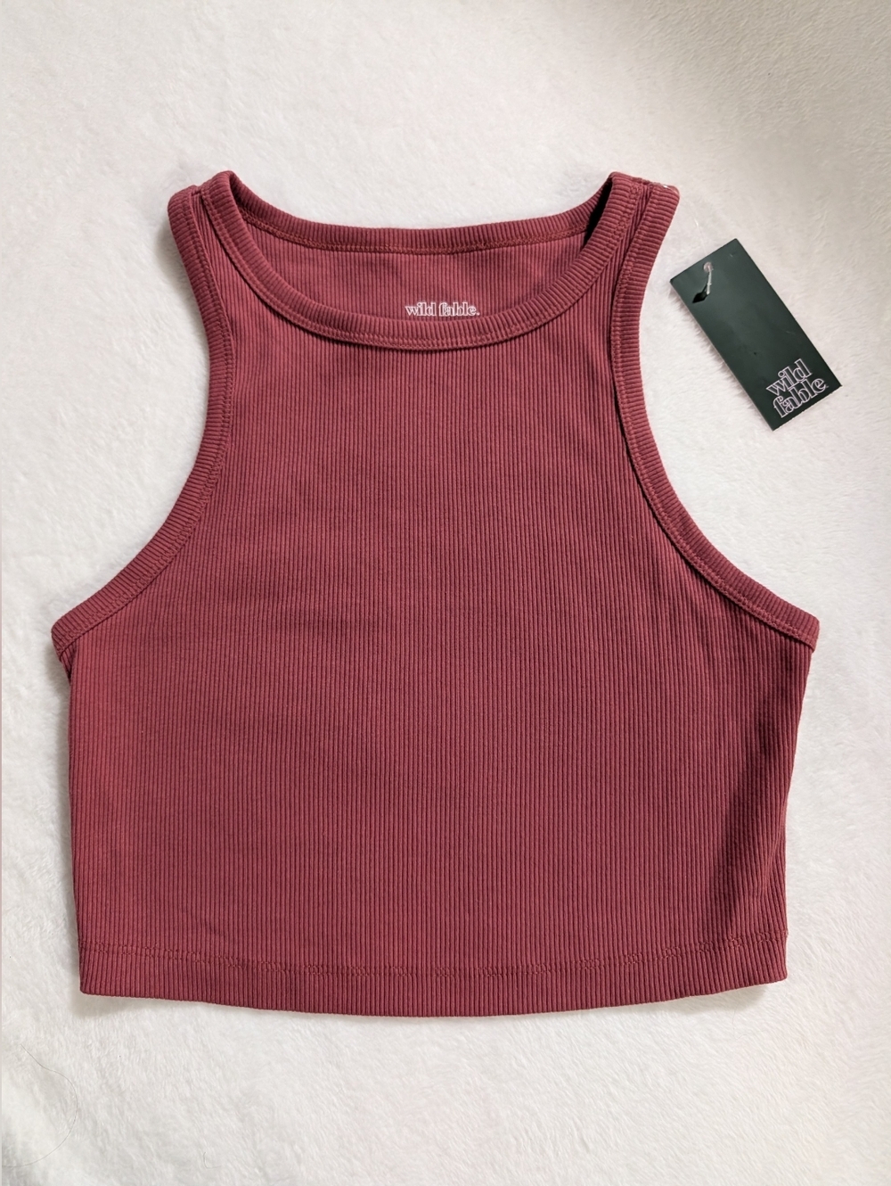 NWT Wild fable Ribbed Cute Cropped Tank, Size Small,Mauve Rose Color, 58% Cotton